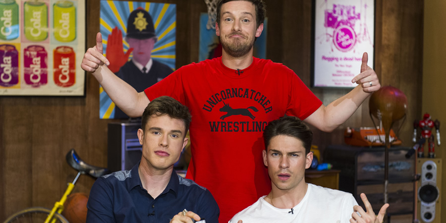 The Chris Ramsey Show. Image shows from L to R: Ed Gamble, Chris Ramsey, Joey Essex. Copyright: Avalon Television. The Chris Ramsey Show. Image shows from L to R: Ed Gamble, Chris Ramsey, Joey Essex. Copyright: Avalon Television.