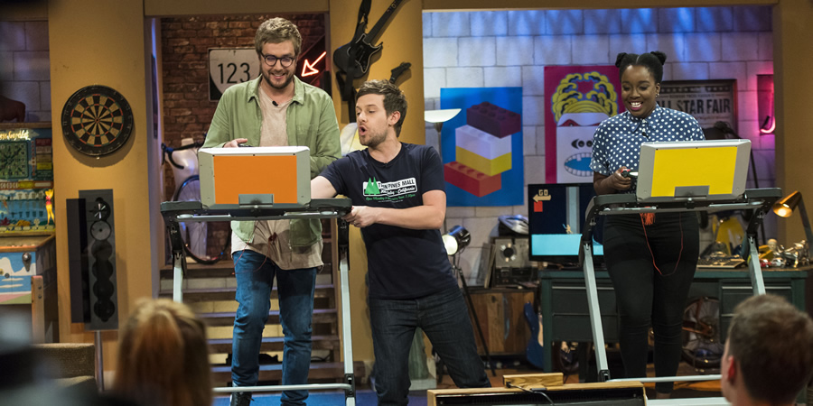 The Chris Ramsey Show. Image shows from L to R: Iain Stirling, Chris Ramsey, Lolly Adefope. Copyright: Avalon Television. The Chris Ramsey Show. Image shows from L to R: Iain Stirling, Chris Ramsey, Lolly Adefope. Copyright: Avalon Television.