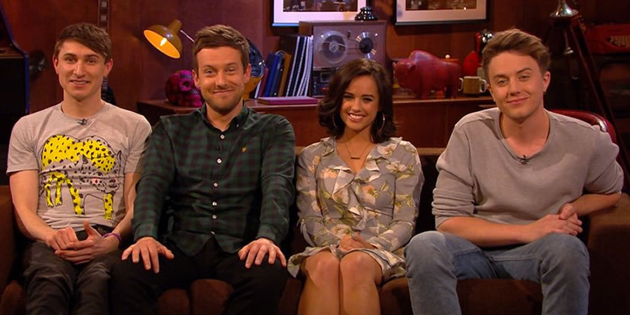 The Chris Ramsey Show. Image shows from L to R: Tom Rosenthal, Chris Ramsey, Georgia May Foote, Roman Kemp. Copyright: Avalon Television. The Chris Ramsey Show. Image shows from L to R: Tom Rosenthal, Chris Ramsey, Georgia May Foote, Roman Kemp. Copyright: Avalon Television.