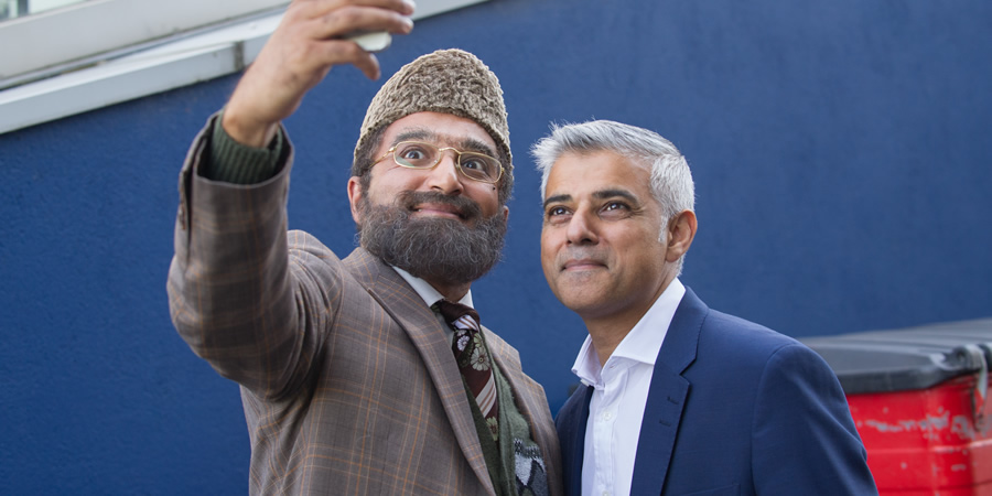 Citizen Khan. Image shows from L to R: Mr Khan (Adil Ray), Sadiq Khan. Copyright: BBC. Citizen Khan. Image shows from L to R: Mr Khan (Adil Ray), Sadiq Khan. Copyright: BBC.
