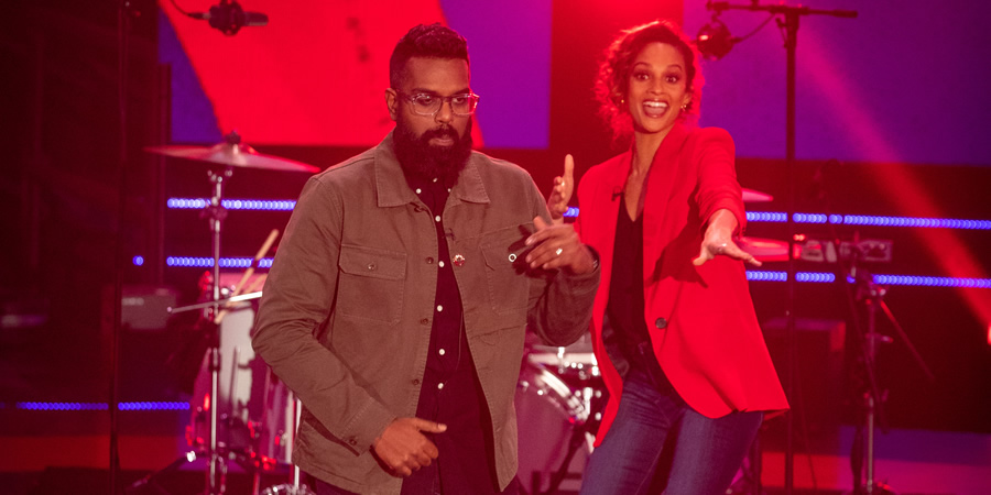 Comic Relief. Image shows from L to R: Romesh Ranganathan, Alesha Dixon. Copyright: BBC. Comic Relief. Image shows from L to R: Romesh Ranganathan, Alesha Dixon. Copyright: BBC.