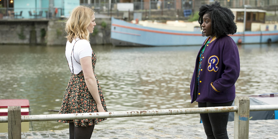 Crazyhead. Image shows from L to R: Amy (Cara Theobold), Raquel (Susan Wokoma). Copyright: Urban Myth Films. Crazyhead. Image shows from L to R: Amy (Cara Theobold), Raquel (Susan Wokoma). Copyright: Urban Myth Films.