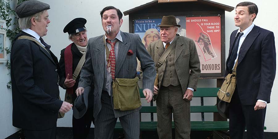 Dad's Army - The Lost Episodes. Image shows from L to R: Private Walker (Mathew Horne), Private Frazer (David Hayman), Private Walker (Mathew Horne), Private Godfrey (Timothy West), Private Pike (Tom Rosenthal). Dad's Army - The Lost Episodes. Image shows from L to R: Private Walker (Mathew Horne), Private Frazer (David Hayman), Private Walker (Mathew Horne), Private Godfrey (Timothy West), Private Pike (Tom Rosenthal).