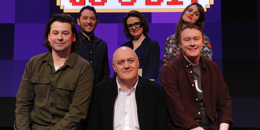 Dara O Briain's Go 8 Bit. Image shows from L to R: Sam Pamphilon, Jon Richardson, Dara O Briain, Ellie Gibson, Ellie Taylor, Steve McNeil. Copyright: DLT Entertainment Ltd.. Dara O Briain's Go 8 Bit. Image shows from L to R: Sam Pamphilon, Jon Richardson, Dara O Briain, Ellie Gibson, Ellie Taylor, Steve McNeil. Copyright: DLT Entertainment Ltd..