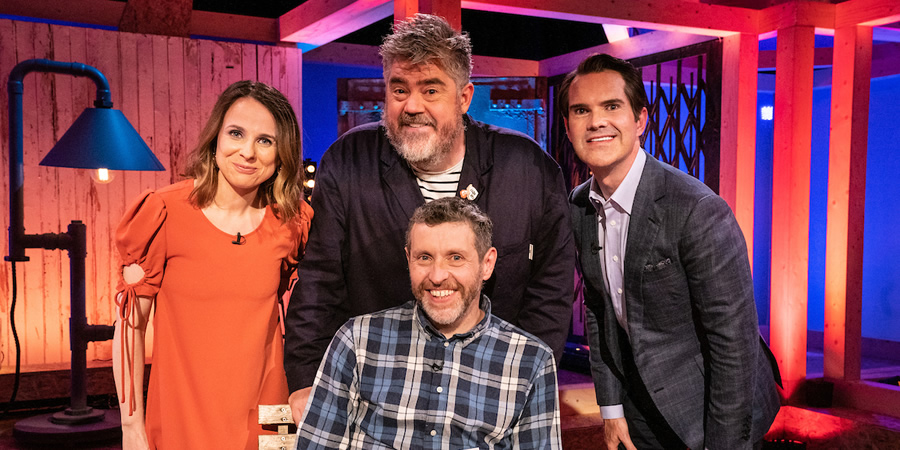 Dave Gorman: Terms And Conditions Apply. Image shows from L to R: Cariad Lloyd, Phill Jupitus, Dave Gorman, Jimmy Carr. Copyright: Avalon Television. Dave Gorman: Terms And Conditions Apply. Image shows from L to R: Cariad Lloyd, Phill Jupitus, Dave Gorman, Jimmy Carr. Copyright: Avalon Television.