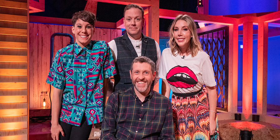 Dave Gorman: Terms And Conditions Apply. Image shows from L to R: Suzi Ruffell, Rufus Hound, Dave Gorman, Katherine Ryan. Copyright: Avalon Television. Dave Gorman: Terms And Conditions Apply. Image shows from L to R: Suzi Ruffell, Rufus Hound, Dave Gorman, Katherine Ryan. Copyright: Avalon Television.