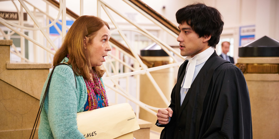 Defending The Guilty. Image shows from L to R: Beth (Vicki Pepperdine), Will Packham (Will Sharpe). Copyright: Big Talk Productions. Defending The Guilty. Image shows from L to R: Beth (Vicki Pepperdine), Will Packham (Will Sharpe). Copyright: Big Talk Productions.