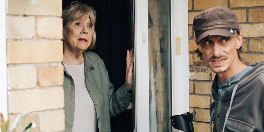 Detectorists. Image shows from L to R: Veronica (Diana Rigg), Andy Stone (Mackenzie Crook). Detectorists. Image shows from L to R: Veronica (Diana Rigg), Andy Stone (Mackenzie Crook).