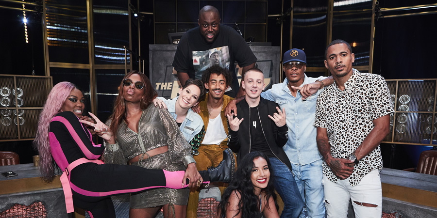 Don't Hate The Playaz. Image shows from L to R: Lady Leshurr, London Hughes, Suzi Ruffell, Shortee Blitz, Jordan Stephens, Maya Jama, Aitch, Marvin Dawkins, Michael Harvey. Don't Hate The Playaz. Image shows from L to R: Lady Leshurr, London Hughes, Suzi Ruffell, Shortee Blitz, Jordan Stephens, Maya Jama, Aitch, Marvin Dawkins, Michael Harvey.