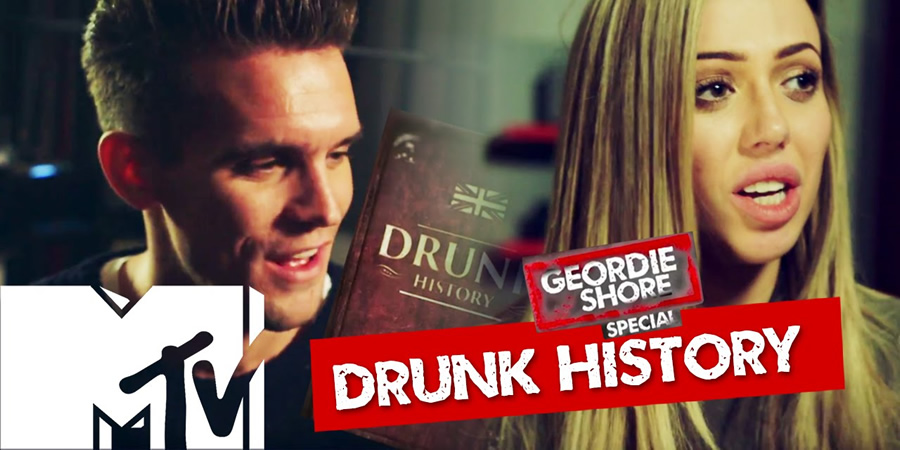 Drunk History. Image shows from L to R: Gary Beadle, Holly Hagan. Copyright: Tiger Aspect Productions. Drunk History. Image shows from L to R: Gary Beadle, Holly Hagan. Copyright: Tiger Aspect Productions.