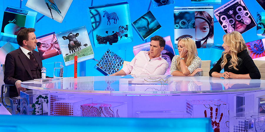 Duck Quacks Don't Echo. Image shows from L to R: Rob Brydon, Lee Mack, Emma Bunton, Carol Vorderman. Copyright: Magnum Media. Duck Quacks Don't Echo. Image shows from L to R: Rob Brydon, Lee Mack, Emma Bunton, Carol Vorderman. Copyright: Magnum Media.