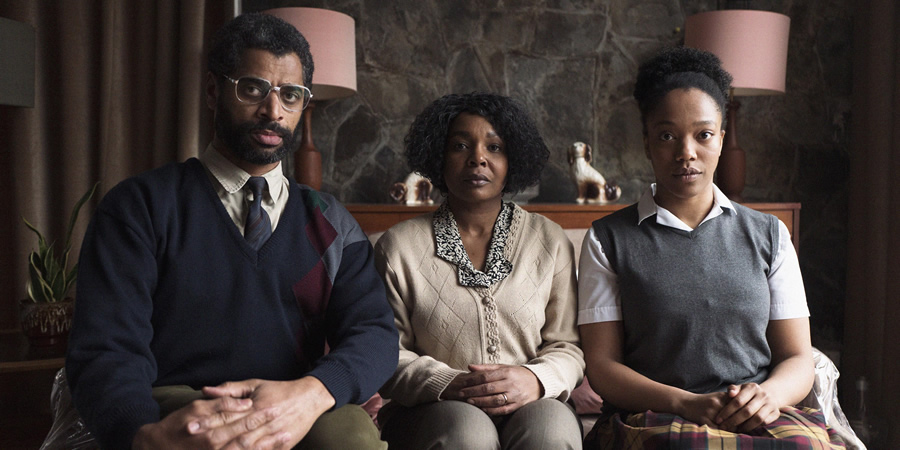 The End Of The F***ing World. Image shows from L to R: Bonnie's Dad (Karl Collins), Bonnie's Mum (Nadine Marshall), Bonnie (Naomi Ackie). The End Of The F***ing World. Image shows from L to R: Bonnie's Dad (Karl Collins), Bonnie's Mum (Nadine Marshall), Bonnie (Naomi Ackie).