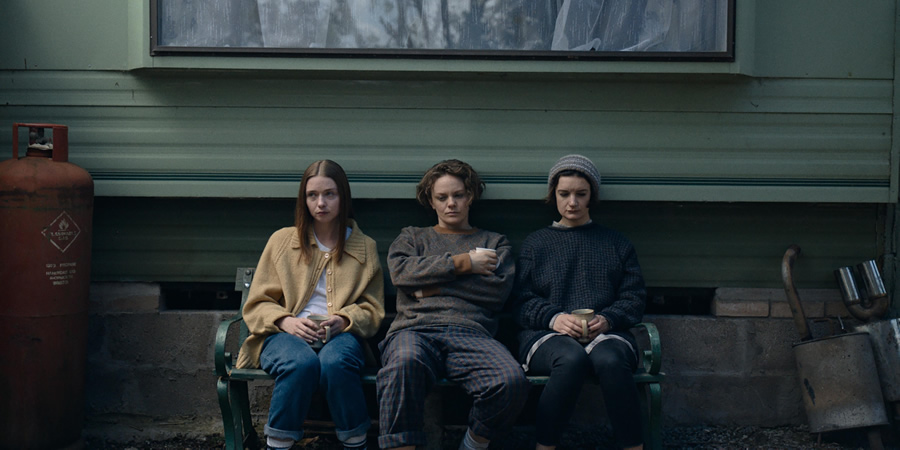 The End Of The F***ing World. Image shows from L to R: Alyssa (Jessica Barden), Iggy (Florence Bell), Silent Lisa (Aoife Duffin). The End Of The F***ing World. Image shows from L to R: Alyssa (Jessica Barden), Iggy (Florence Bell), Silent Lisa (Aoife Duffin).