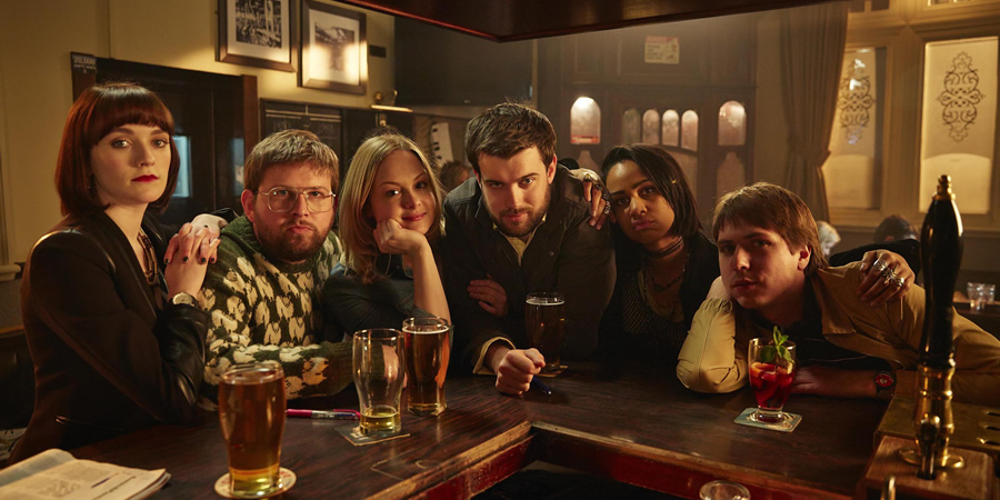 Fresh Meat. Image shows from L to R: Oregon (Charlotte Ritchie), Howard (Greg McHugh), Josie (Kimberley Nixon), JP (Jack Whitehall), Vod (Zawe Ashton), Kingsley (Joe Thomas). Copyright: Objective Productions / Lime Pictures. Fresh Meat. Image shows from L to R: Oregon (Charlotte Ritchie), Howard (Greg McHugh), Josie (Kimberley Nixon), JP (Jack Whitehall), Vod (Zawe Ashton), Kingsley (Joe Thomas). Copyright: Objective Productions / Lime Pictures.
