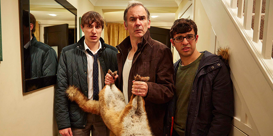 Friday Night Dinner. Image shows from L to R: Jonny (Tom Rosenthal), Martin (Paul Ritter), Adam (Simon Bird). Friday Night Dinner. Image shows from L to R: Jonny (Tom Rosenthal), Martin (Paul Ritter), Adam (Simon Bird).