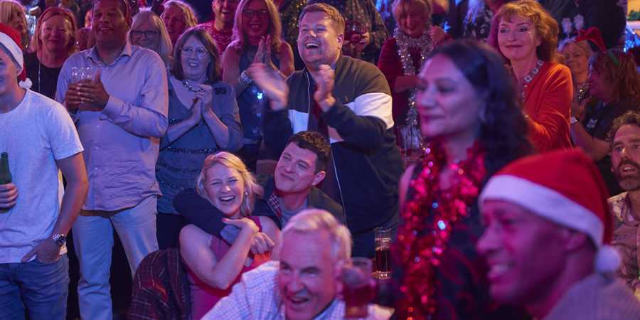 Gavin & Stacey. Image shows from L to R: Stacey (Joanna Page), Gavin (Mathew Horne), Smithy (James Corden), Mick (Larry Lamb), Gwen (Melanie Walters). Copyright: Baby Cow Productions. Gavin & Stacey. Image shows from L to R: Stacey (Joanna Page), Gavin (Mathew Horne), Smithy (James Corden), Mick (Larry Lamb), Gwen (Melanie Walters). Copyright: Baby Cow Productions.