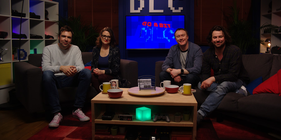 Go 8 Bit DLC. Image shows from L to R: Keith Stuart, Ellie Gibson, Steve McNeil, Sam Pamphilon. Copyright: DLT Entertainment Ltd.. Go 8 Bit DLC. Image shows from L to R: Keith Stuart, Ellie Gibson, Steve McNeil, Sam Pamphilon. Copyright: DLT Entertainment Ltd..