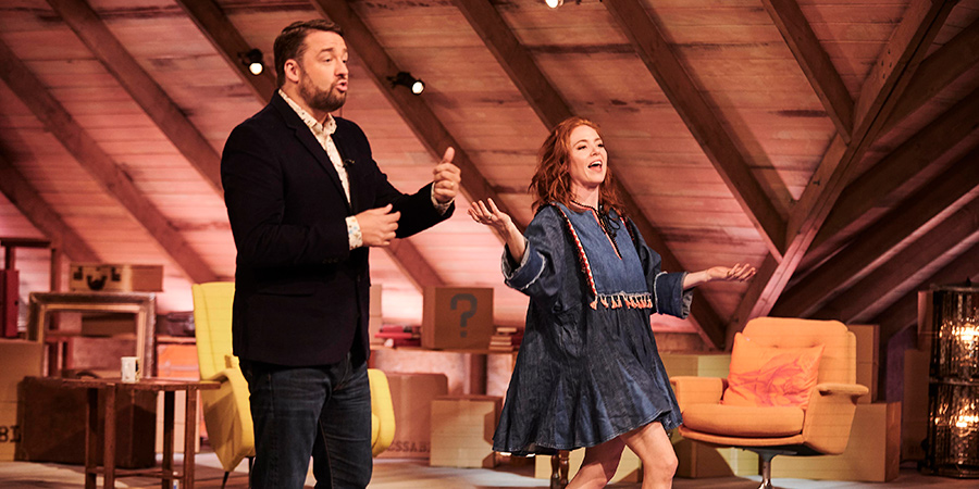Guessable?. Image shows from L to R: Jason Manford, Angela Scanlon. Copyright: Tuesday's Child. Guessable?. Image shows from L to R: Jason Manford, Angela Scanlon. Copyright: Tuesday's Child.