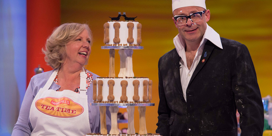Harry Hill's Tea Time. Image shows from L to R: Deborah Meaden, Harry Hill. Copyright: Nit TV. Harry Hill's Tea Time. Image shows from L to R: Deborah Meaden, Harry Hill. Copyright: Nit TV.