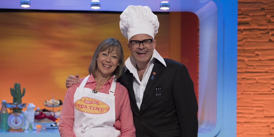 Harry Hill's Tea Time. Image shows from L to R: Jenny Agutter, Harry Hill. Copyright: Nit TV. Harry Hill's Tea Time. Image shows from L to R: Jenny Agutter, Harry Hill. Copyright: Nit TV.