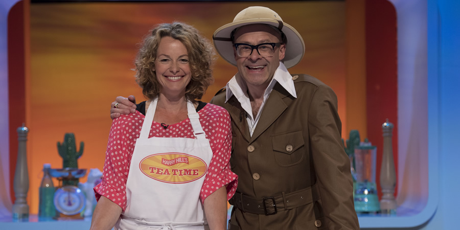 Harry Hill's Tea Time. Image shows from L to R: Kate Humble, Harry Hill. Copyright: Nit TV. Harry Hill's Tea Time. Image shows from L to R: Kate Humble, Harry Hill. Copyright: Nit TV.