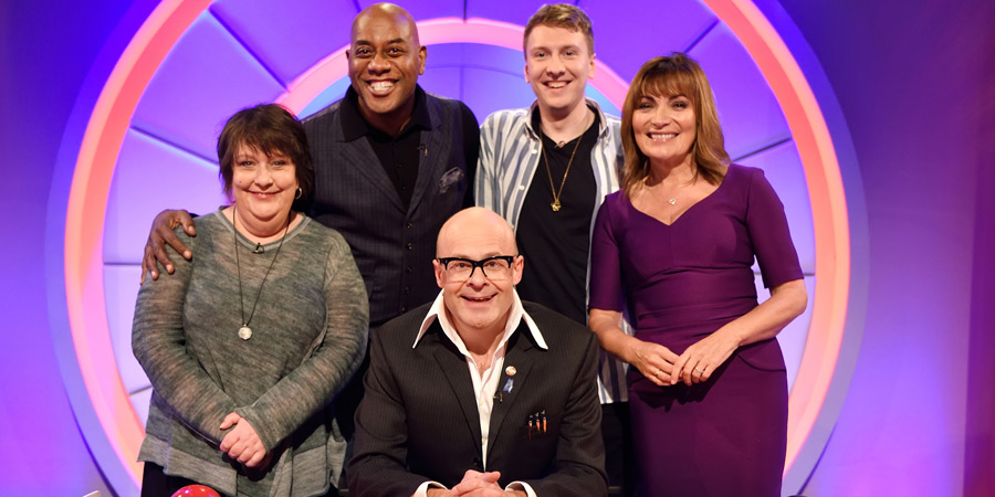 Harry Hill's Alien Fun Capsule. Image shows from L to R: Kathy Burke, Ainsley Harriott, Harry Hill, Joe Lycett, Lorraine Kelly. Copyright: Nit TV. Harry Hill's Alien Fun Capsule. Image shows from L to R: Kathy Burke, Ainsley Harriott, Harry Hill, Joe Lycett, Lorraine Kelly. Copyright: Nit TV.