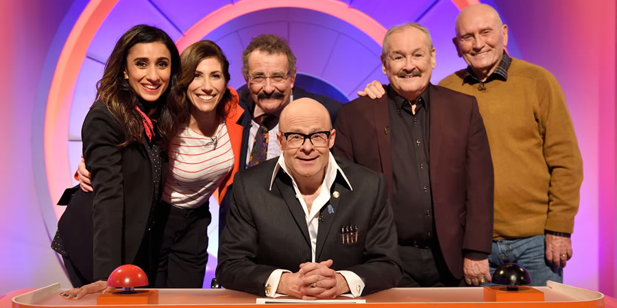 Harry Hill's Alien Fun Capsule. Image shows from L to R: Anita Rani, Gaynor Faye, Robert Winston, Harry Hill, Bobby Ball, Tommy Cannon. Copyright: Nit TV. Harry Hill's Alien Fun Capsule. Image shows from L to R: Anita Rani, Gaynor Faye, Robert Winston, Harry Hill, Bobby Ball, Tommy Cannon. Copyright: Nit TV.