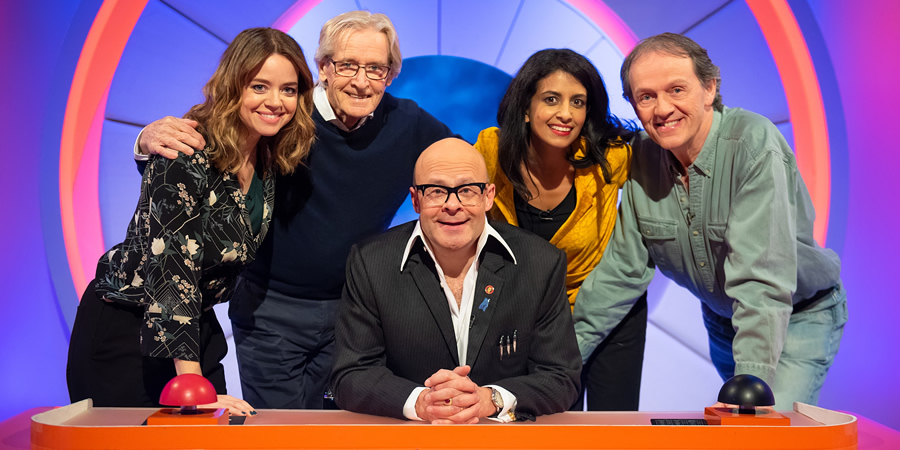 Harry Hill's Alien Fun Capsule. Image shows from L to R: Georgia Taylor, William Roache, Harry Hill, Konnie Huq, Kevin Whately. Copyright: Nit TV. Harry Hill's Alien Fun Capsule. Image shows from L to R: Georgia Taylor, William Roache, Harry Hill, Konnie Huq, Kevin Whately. Copyright: Nit TV.