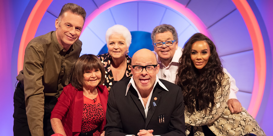 Harry Hill's Alien Fun Capsule. Image shows from L to R: Chris Packham, Janette Tough, Pam St. Clement, Harry Hill, Ian Tough, Chelsee Healey. Copyright: Nit TV. Harry Hill's Alien Fun Capsule. Image shows from L to R: Chris Packham, Janette Tough, Pam St. Clement, Harry Hill, Ian Tough, Chelsee Healey. Copyright: Nit TV.