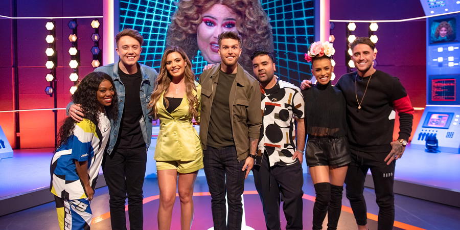 Hey Tracey!. Image shows from L to R: Lady Leshurr, Roman Kemp, Megan Barton-Hanson, Joel Dommett, Shahid Khan, Melody Thornton, Stephen Bear. Hey Tracey!. Image shows from L to R: Lady Leshurr, Roman Kemp, Megan Barton-Hanson, Joel Dommett, Shahid Khan, Melody Thornton, Stephen Bear.