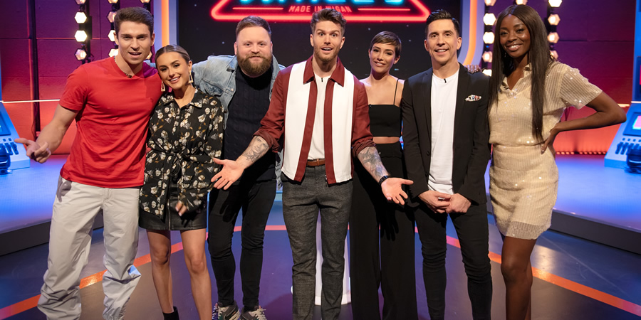 Hey Tracey!. Image shows from L to R: Joey Essex, Amber Davies, Arron Crascall, Joel Dommett, Frankie Bridge, Russell Kane, Onatejiro Odudu. Hey Tracey!. Image shows from L to R: Joey Essex, Amber Davies, Arron Crascall, Joel Dommett, Frankie Bridge, Russell Kane, Onatejiro Odudu.