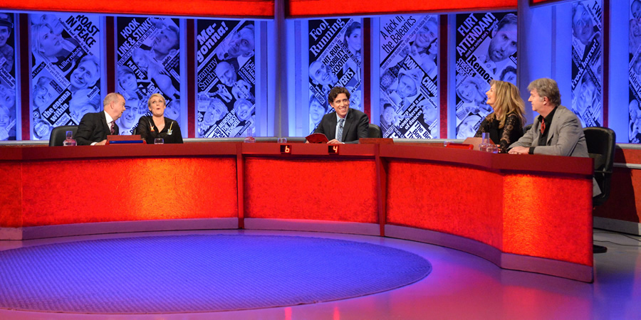 Have I Got News For You. Image shows from L to R: Ian Hislop, Stephanie McGovern, Stephen Mangan, Jo Caulfield, Paul Merton. Have I Got News For You. Image shows from L to R: Ian Hislop, Stephanie McGovern, Stephen Mangan, Jo Caulfield, Paul Merton.
