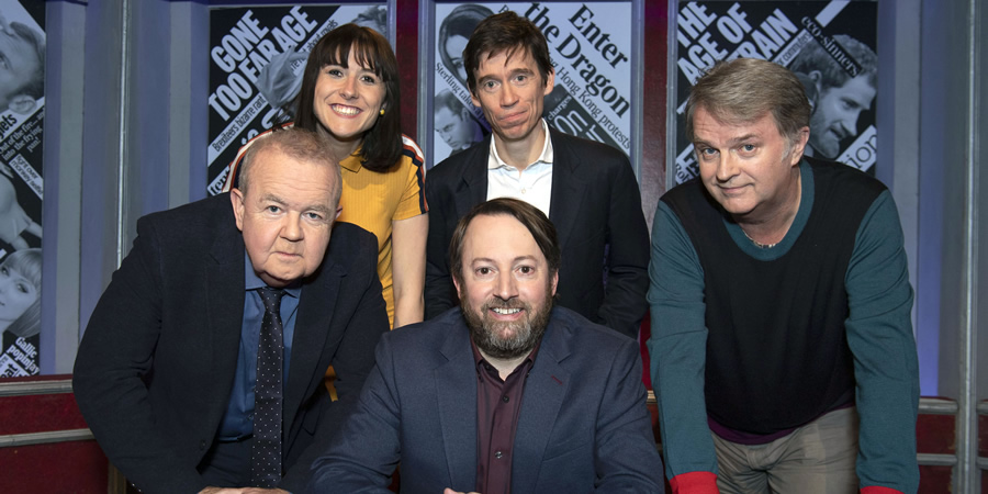 Have I Got News For You. Image shows from L to R: Ian Hislop, Maisie Adam, David Mitchell, Rory Stewart, Paul Merton. Have I Got News For You. Image shows from L to R: Ian Hislop, Maisie Adam, David Mitchell, Rory Stewart, Paul Merton.