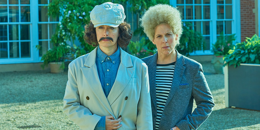 Hitmen. Image shows from L to R: Fran (Sue Perkins), Jamie (Mel Giedroyc). Copyright: Tiger Aspect Productions. Hitmen. Image shows from L to R: Fran (Sue Perkins), Jamie (Mel Giedroyc). Copyright: Tiger Aspect Productions.