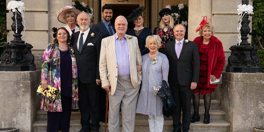 Hold The Sunset. Image shows from L to R: Sandra (Joanna Scanlan), Joan (Sue Johnston), Jack Dugdale (Peter Egan), Terry Baxter (Robert Gilbert), Phil (John Cleese), Wendy Stevens (Rosie Cavaliero), Edith (Alison Steadman), Georgie (Shauna MacDonald), Roger (Jason Watkins), Queenie Gale (Anne Reid). Hold The Sunset. Image shows from L to R: Sandra (Joanna Scanlan), Joan (Sue Johnston), Jack Dugdale (Peter Egan), Terry Baxter (Robert Gilbert), Phil (John Cleese), Wendy Stevens (Rosie Cavaliero), Edith (Alison Steadman), Georgie (Shauna MacDonald), Roger (Jason Watkins), Queenie Gale (Anne Reid).