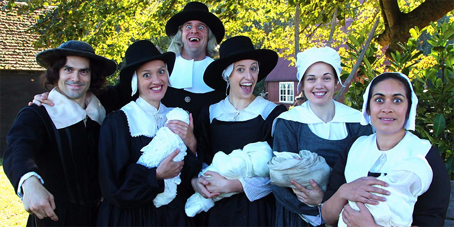 Horrible Histories. Image shows from L to R: Jalaal Hartley, Jessica Ransom, Tom Stourton, Harrie Hayes, Rachel Cash, Emily Lloyd Saini. Horrible Histories. Image shows from L to R: Jalaal Hartley, Jessica Ransom, Tom Stourton, Harrie Hayes, Rachel Cash, Emily Lloyd Saini.
