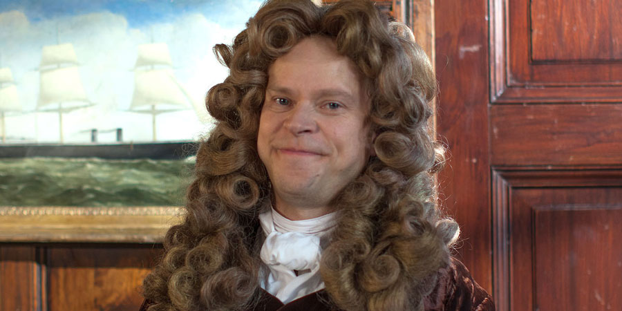 Horrible Histories. Sir Christopher Wren (Robert Webb). Copyright: Lion Television. Horrible Histories. Sir Christopher Wren (Robert Webb). Copyright: Lion Television.