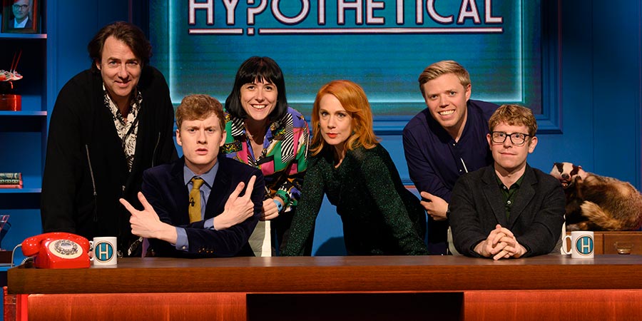Hypothetical. Image shows from L to R: Jonathan Ross, James Acaster, Maisie Adam, Sara Barron, Rob Beckett, Josh Widdicombe. Copyright: Hat Trick Productions. Hypothetical. Image shows from L to R: Jonathan Ross, James Acaster, Maisie Adam, Sara Barron, Rob Beckett, Josh Widdicombe. Copyright: Hat Trick Productions.