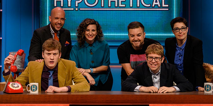 Hypothetical. Image shows from L to R: Tom Allen, James Acaster, Felicity Ward, Alex Brooker, Josh Widdicombe, Sue Perkins. Copyright: Hat Trick Productions. Hypothetical. Image shows from L to R: Tom Allen, James Acaster, Felicity Ward, Alex Brooker, Josh Widdicombe, Sue Perkins. Copyright: Hat Trick Productions.