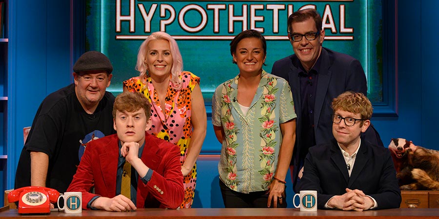 Hypothetical. Image shows from L to R: Johnny Vegas, James Acaster, Sara Pascoe, Zoe Lyons, Richard Osman, Josh Widdicombe. Copyright: Hat Trick Productions. Hypothetical. Image shows from L to R: Johnny Vegas, James Acaster, Sara Pascoe, Zoe Lyons, Richard Osman, Josh Widdicombe. Copyright: Hat Trick Productions.