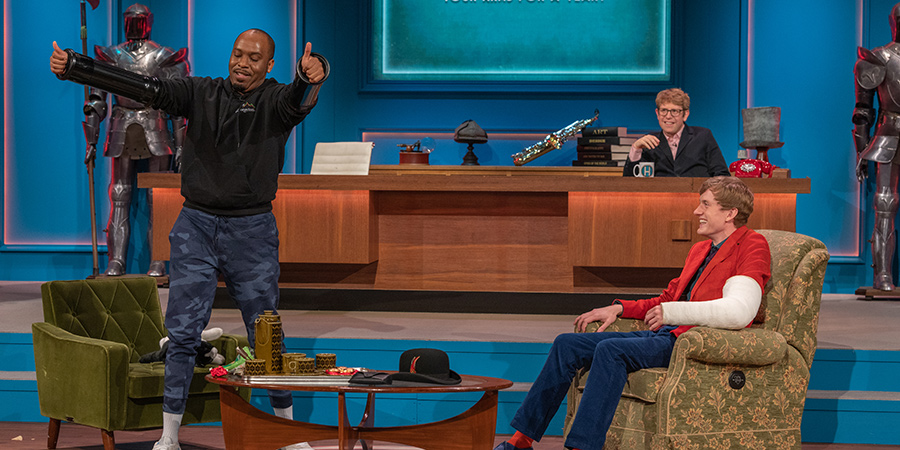 Hypothetical. Image shows from L to R: Dane Baptiste, Josh Widdicombe, James Acaster. Copyright: Hat Trick Productions. Hypothetical. Image shows from L to R: Dane Baptiste, Josh Widdicombe, James Acaster. Copyright: Hat Trick Productions.