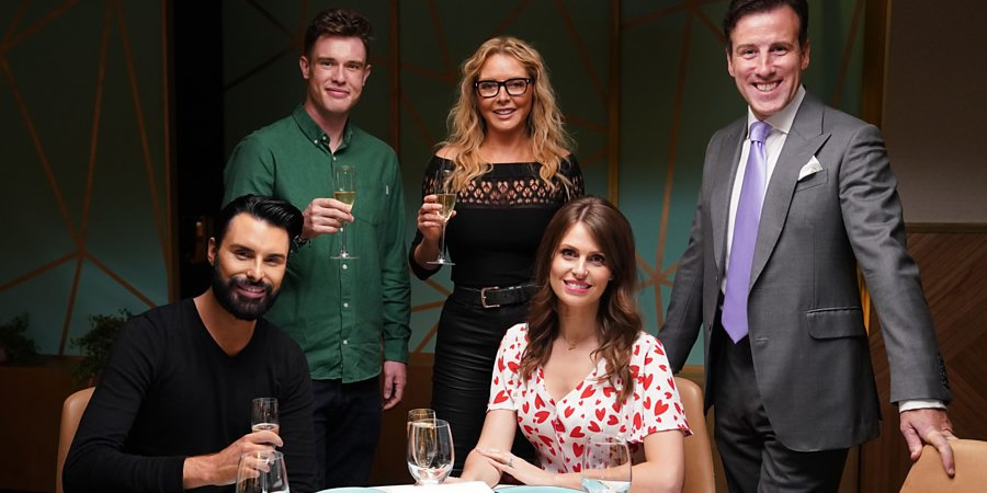I'll Get This. Image shows from L to R: Rylan Clark-Neal, Ed Gamble, Carol Vorderman, Ellie Taylor, Anton Du Beke. Copyright: 12 Yard Productions. I'll Get This. Image shows from L to R: Rylan Clark-Neal, Ed Gamble, Carol Vorderman, Ellie Taylor, Anton Du Beke. Copyright: 12 Yard Productions.