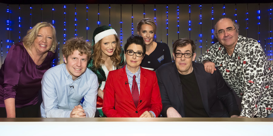 Insert Name Here. Image shows from L to R: Deborah Meaden, Josh Widdicombe, Kate Williams, Sue Perkins, Sara Pascoe, Richard Osman, Danny Baker. Insert Name Here. Image shows from L to R: Deborah Meaden, Josh Widdicombe, Kate Williams, Sue Perkins, Sara Pascoe, Richard Osman, Danny Baker.