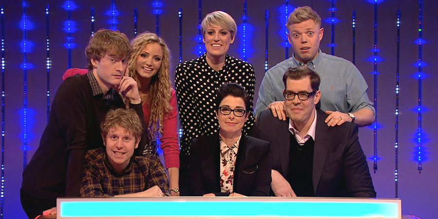 Insert Name Here. Image shows from L to R: James Acaster, Josh Widdicombe, Suzannah Lipscomb, Stephanie McGovern, Sue Perkins, Richard Osman, Rob Beckett. Insert Name Here. Image shows from L to R: James Acaster, Josh Widdicombe, Suzannah Lipscomb, Stephanie McGovern, Sue Perkins, Richard Osman, Rob Beckett.