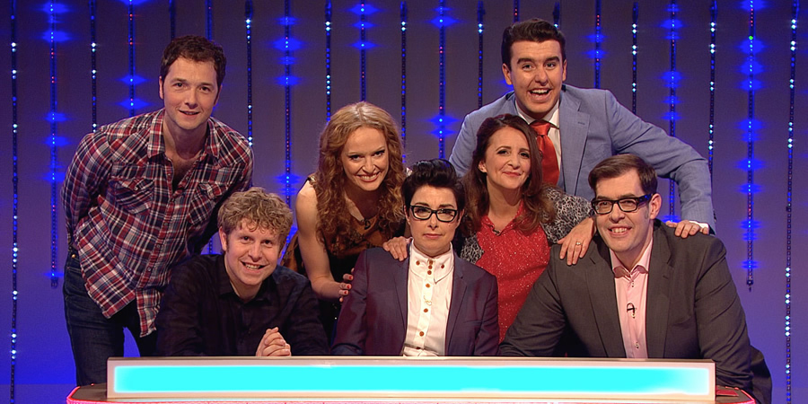 Insert Name Here. Image shows from L to R: Chris Addison, Josh Widdicombe, Kate Williams, Sue Perkins, Lucy Porter, Al Porter, Richard Osman. Insert Name Here. Image shows from L to R: Chris Addison, Josh Widdicombe, Kate Williams, Sue Perkins, Lucy Porter, Al Porter, Richard Osman.