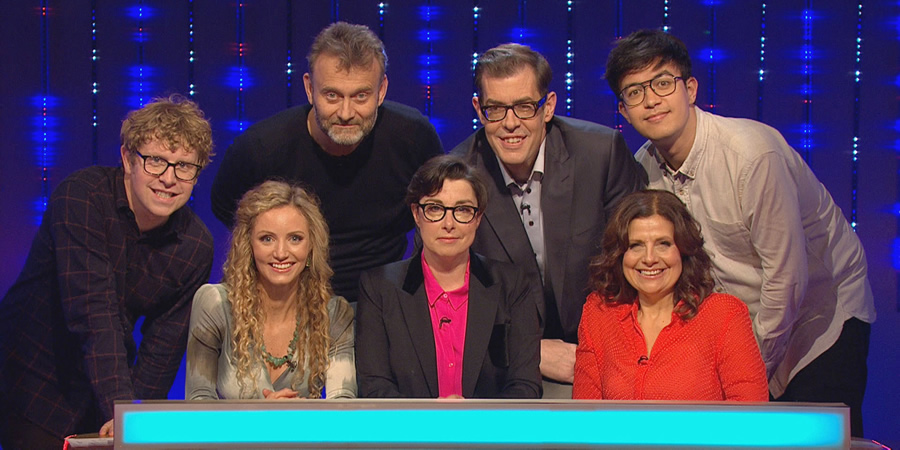 Insert Name Here. Image shows from L to R: Josh Widdicombe, Suzannah Lipscomb, Hugh Dennis, Sue Perkins, Richard Osman, Rebecca Front, Phil Wang. Insert Name Here. Image shows from L to R: Josh Widdicombe, Suzannah Lipscomb, Hugh Dennis, Sue Perkins, Richard Osman, Rebecca Front, Phil Wang.