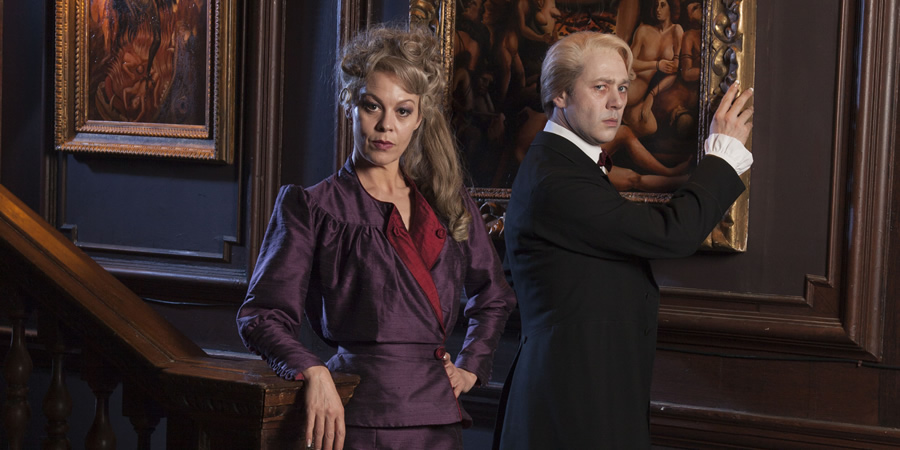 Inside No. 9. Image shows from L to R: Tabitha (Helen McCrory), Hector (Reece Shearsmith). Copyright: BBC. Inside No. 9. Image shows from L to R: Tabitha (Helen McCrory), Hector (Reece Shearsmith). Copyright: BBC.