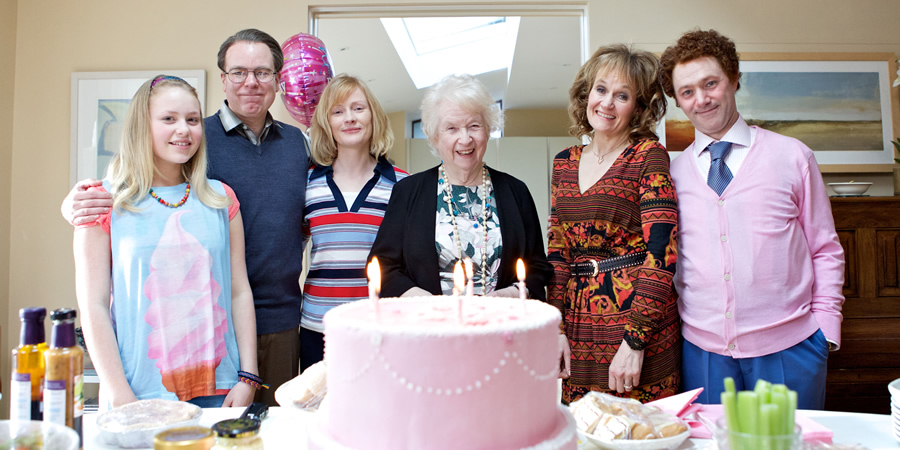 Inside No. 9. Image shows from L to R: Katie (Eve Gordon), Jim (Steve Pemberton), Angela (Claire Skinner), Maggie (Elsie Kelly), Carol (Lorraine Ashbourne), Pat (Reece Shearsmith). Copyright: BBC. Inside No. 9. Image shows from L to R: Katie (Eve Gordon), Jim (Steve Pemberton), Angela (Claire Skinner), Maggie (Elsie Kelly), Carol (Lorraine Ashbourne), Pat (Reece Shearsmith). Copyright: BBC.