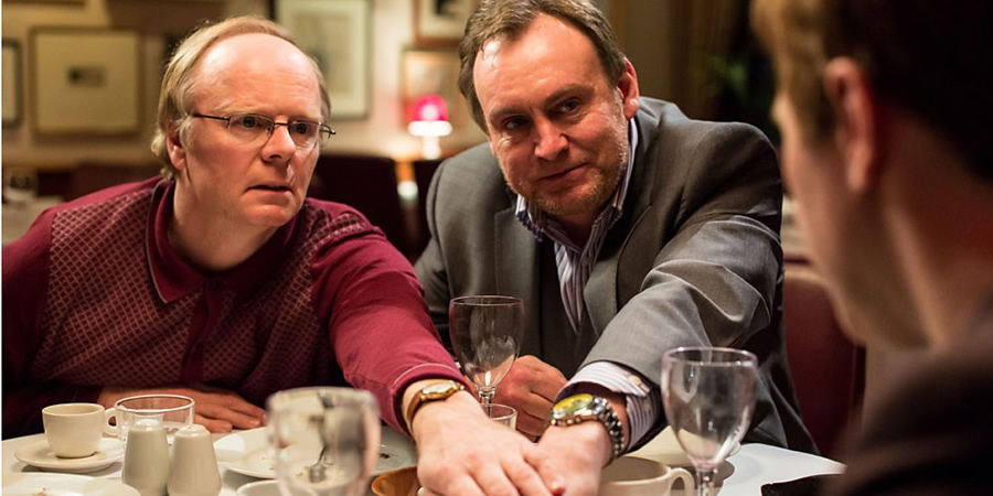 Inside No. 9. Image shows from L to R: Kevin (Jason Watkins), Craig (Philip Glenister). Copyright: BBC. Inside No. 9. Image shows from L to R: Kevin (Jason Watkins), Craig (Philip Glenister). Copyright: BBC.