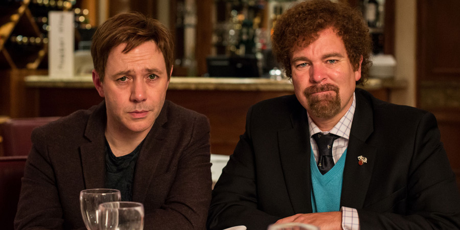 Inside No. 9. Image shows from L to R: Archie (Reece Shearsmith), Malcolm (Steve Pemberton). Copyright: BBC. Inside No. 9. Image shows from L to R: Archie (Reece Shearsmith), Malcolm (Steve Pemberton). Copyright: BBC.